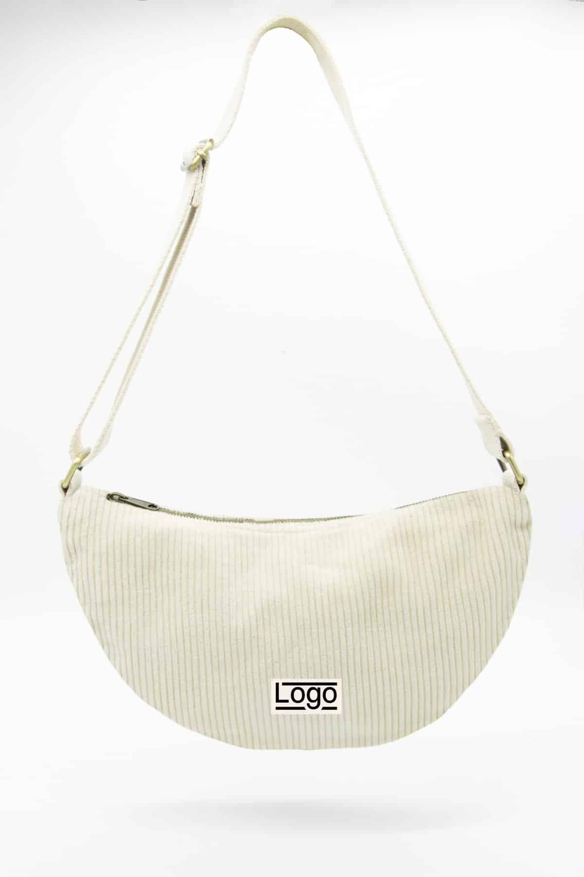 Sac bandoulière promotionnel demi lune Ines Velours beige